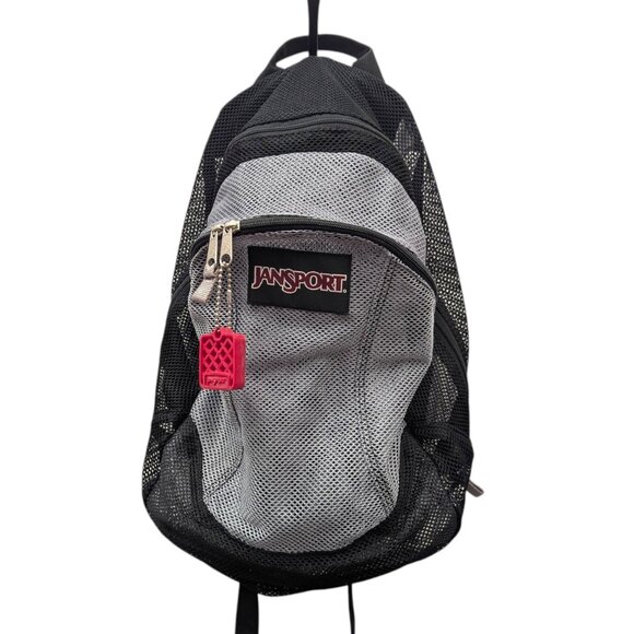 Vintage Y2K 1990 Jansport Black Grey Mesh Backpack with Airlift Straps